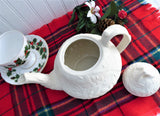 Vintage MMA Mistletoe and Acorn Bisque Porcelain Teapot by Met Museum of Art