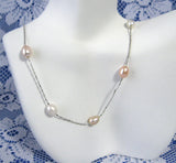 Illusion Multi Color Fresh Water Pearl Necklace Boxed New 18 Inches Long