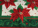 Christmas Fabric 2 Placemats 1980s Christmas Tapestry Poinsettias Dinner Party Holiday Holly