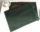 Christmas Fabric 2 Placemats 1980s Christmas Tapestry Poinsettias Dinner Party Holiday Holly