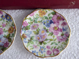 Pretty Pair Chintz Tea Bag Caddies Summertime Chintz Bone China Butter Pats