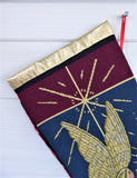 Pair Handmade Christmas Stockings Angel Gold Metallic Tapestry Gold Lame 1990s