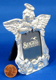 Cute Garden Angel Pewter Photo Frame Figural Cherub Flower Pots