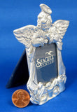 Cute Garden Angel Pewter Photo Frame Figural Cherub Flower Pots