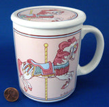 Mug Pink Carousel Horse Mug Merry-Go-Round With Coaster Pink Ceramic Artmark 1990s