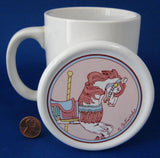 Mug Pink Carousel Horse Mug Merry-Go-Round With Coaster Pink Ceramic Artmark 1990s