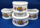 Floral Napkin Ring Set Of 4 White Ceramic Pretty Porcelain 1980s