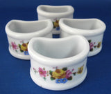 Floral Napkin Ring Set Of 4 White Ceramic Pretty Porcelain 1980s