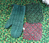 Christmas Potholders 2 Potholders 1 Oven Mitt Hallmark Goose Red Green 1990s