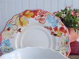 Aubrey Large Cup And Saucer Contemporary Stylized Coral Aqua Flowers 222Fifth