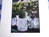 Rose Arbor Watercolor Print Barbara Fox Matted 1992 Victorian Garden Picket Fence