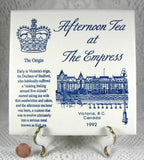 Tea Tile Empress Victoria BC Afternoon Tea 1992 Wall Tile Blue And White