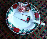 Christmas Holiday Cake Plate And Server Holly Porcelain Boxed Deck The Halls Christmas Tea