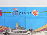 Tea Towel P & O Cruise Ship Oriana Irish Linen 1995 Sailing Ship Travel Souvenir