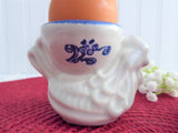 Chicken Eggcup Pair Pfaltzgraff Yorktowne Egg Cups Blue White Stoneware