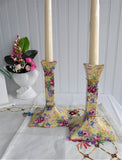 Pair Welbeck Chintz Royal Winton Candleholders 1995 Reissue ONly 500 Made For Victoria Magazine