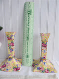 Pair Welbeck Chintz Royal Winton Candleholders 1995 Reissue ONly 500 Made For Victoria Magazine