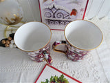 Sadler Mugs Holiday Chintz Pair England Christmas 1995 Red Christmas Roses Holly