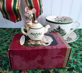Mouse On Teapot Mom 1997 Christmas Tree Ornament Hallmark Keepsake Ornament Boxed