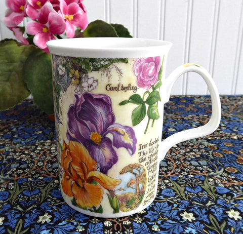 Colorful Iris Lilies Daffodils Botanical Mug Roy Kirkham Secret Garden 1997 Bone China
