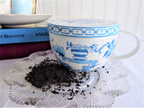 Teacup Shape Tea Tin Blue And White Oriental Tea Caddy Trinket Box