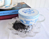 Teacup Shape Tea Tin Blue And White Oriental Tea Caddy Trinket Box