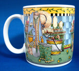 Debbie Mumm Mug Garden Vignette Wellies Potting Bench Colorful Gardening 1999