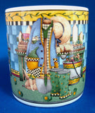 Debbie Mumm Mug Garden Vignette Wellies Potting Bench Colorful Gardening 1999
