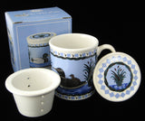 Loon Tea Mug With Infuser And Coaster Birds Blue And White Blue And White Infuser Mug