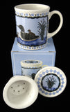 Loon Tea Mug With Infuser And Coaster Birds Blue And White Blue And White Infuser Mug