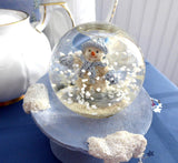 Snow Buddies Snow Globe Tea Table Decor Snowman Blue White Christmas Winter In Box