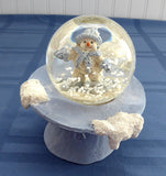 Snow Buddies Snow Globe Tea Table Decor Snowman Blue White Christmas Winter In Box