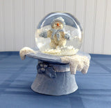 Snow Buddies Snow Globe Tea Table Decor Snowman Blue White Christmas Winter In Box