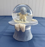 Snow Buddies Snow Globe Tea Table Decor Snowman Blue White Christmas Winter In Box