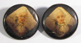 Antique General Fersen Lithograph Button Pair Celluloid Covers 1800s picture Buttons