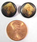 Antique General Fersen Lithograph Button Pair Celluloid Covers 1800s picture Buttons