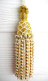 Pair of Beaded Christmas Tree Ornament Tassels Metallic Gold 8 Inches Long Victorian Style