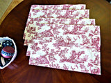 Country Red Toile Placemats Set of 4 Unused Table Linens 2000 Rectangular
