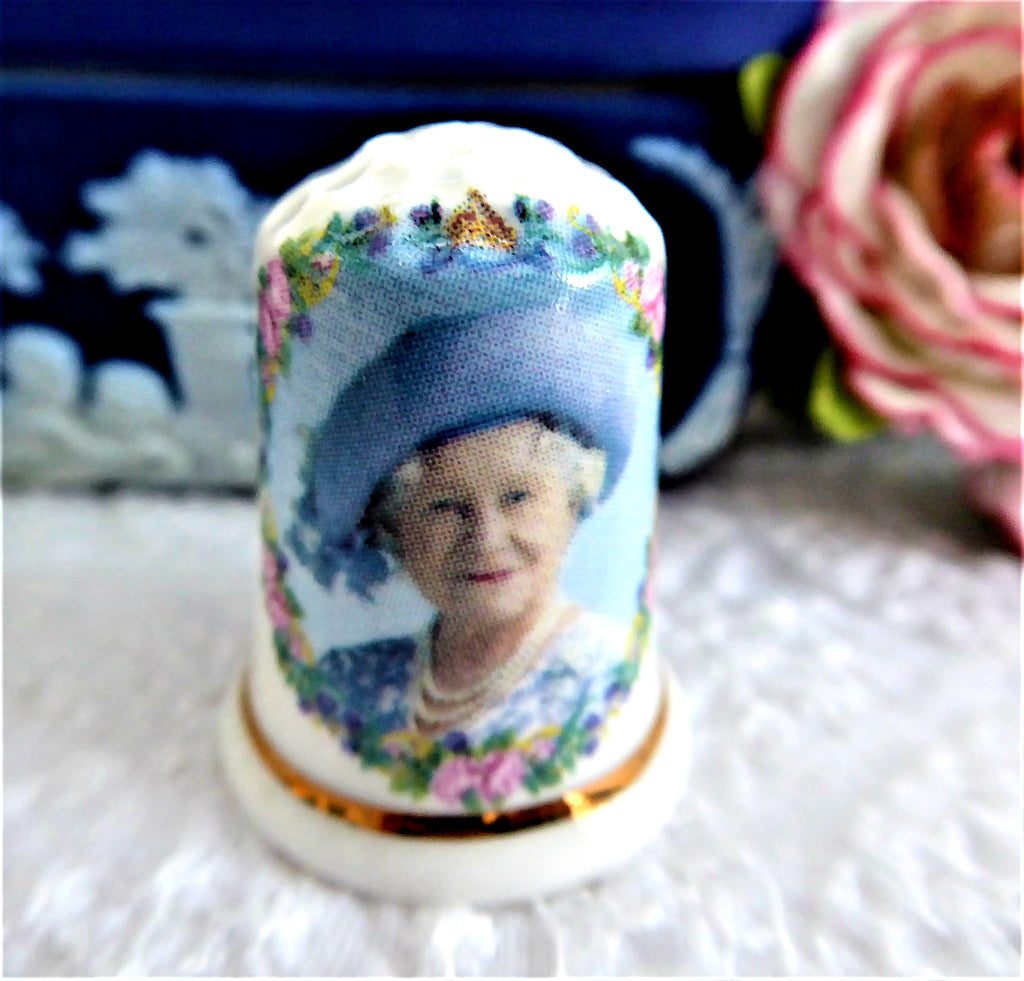 Queen Mum Elizabeth Thimble 100th Birthday 2000 Bone China Antiques