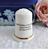 Queen Mum Elizabeth Thimble 100th Birthday 2000 Bone China