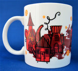 Mug Starbucks Red Orange Black Teapot Coffeepot Houses Coffee 2000