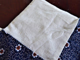 Handmade Patchwork Table Runner Blue White Brown Squares Toothed Edge Unfinished