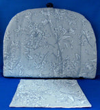 Tea Cozy Set Blue On Blue Floral Padded US Hand Made With Trivet Mug Mat 1999