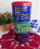 Stacking Tea Tin 3 Part Tea Storage Empty Canadian Teas Maple Leaf Teapots Mountie