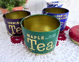 Stacking Tea Tin 3 Part Tea Storage Empty Canadian Teas Maple Leaf Teapots Mountie