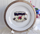 Pretty Teacup Center Salad Buffet Plate Platinum Embossed Border Teacup Decor Tea Party