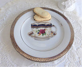 Pretty Teacup Center Salad Buffet Plate Platinum Embossed Border Teacup Decor Tea Party