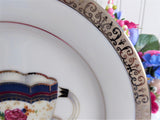 Pretty Teacup Center Salad Buffet Plate Platinum Embossed Border Teacup Decor Tea Party