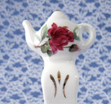 Royal Patrician Tea Bag Caddy Tea Scoop Burgundy Rose 2002 English Bone China