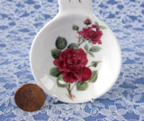 Royal Patrician Tea Bag Caddy Tea Scoop Burgundy Rose 2002 English Bone China